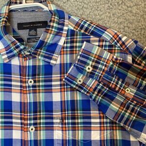 Tommy Hilfiger Shirt Men's S Classic Fit Button Up Long Sleeve Plaid Preppy‎